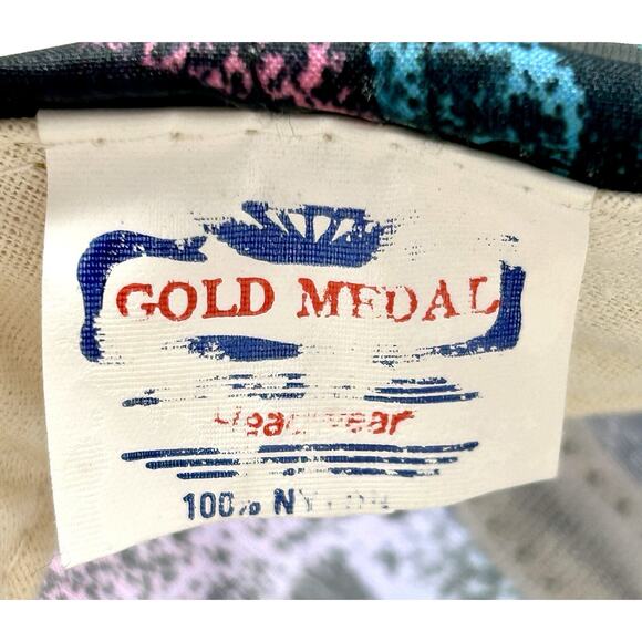 Vintage 80s 90s Bahamas Caribbean Island Nylon Hat Cap Snapback Paint Splatter - Picture 11 of 11